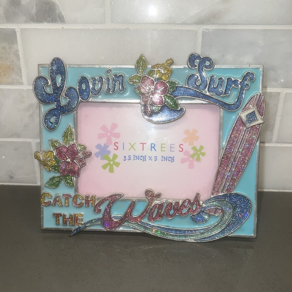 "Lovin' Surf, Catch the Wave" Sixtrees Surfing Photo Picture Frame 3.5" x 5" New